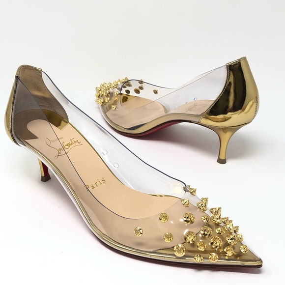 Christian Louboutin Shoes - Louboutin Collaciou Clear Gold Spike Pumps